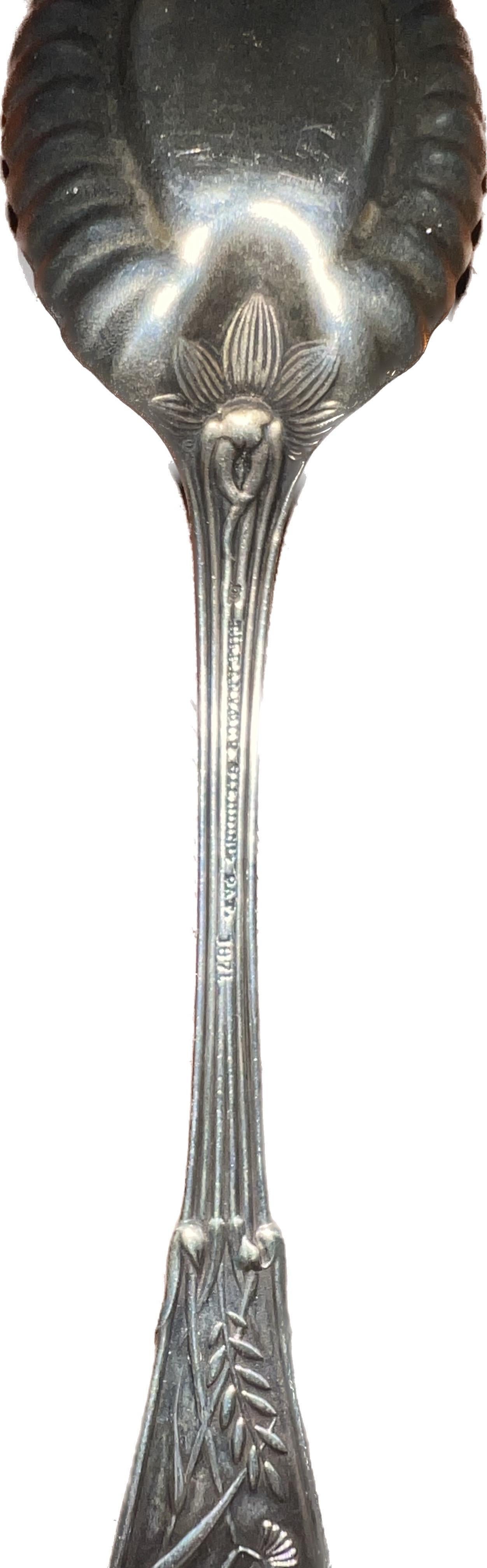 Tiffany & Co Late 19th C. Sterling Silver Goldwash Japanese Audubon Berry Spoon In Good Condition In Brooklyn, NY