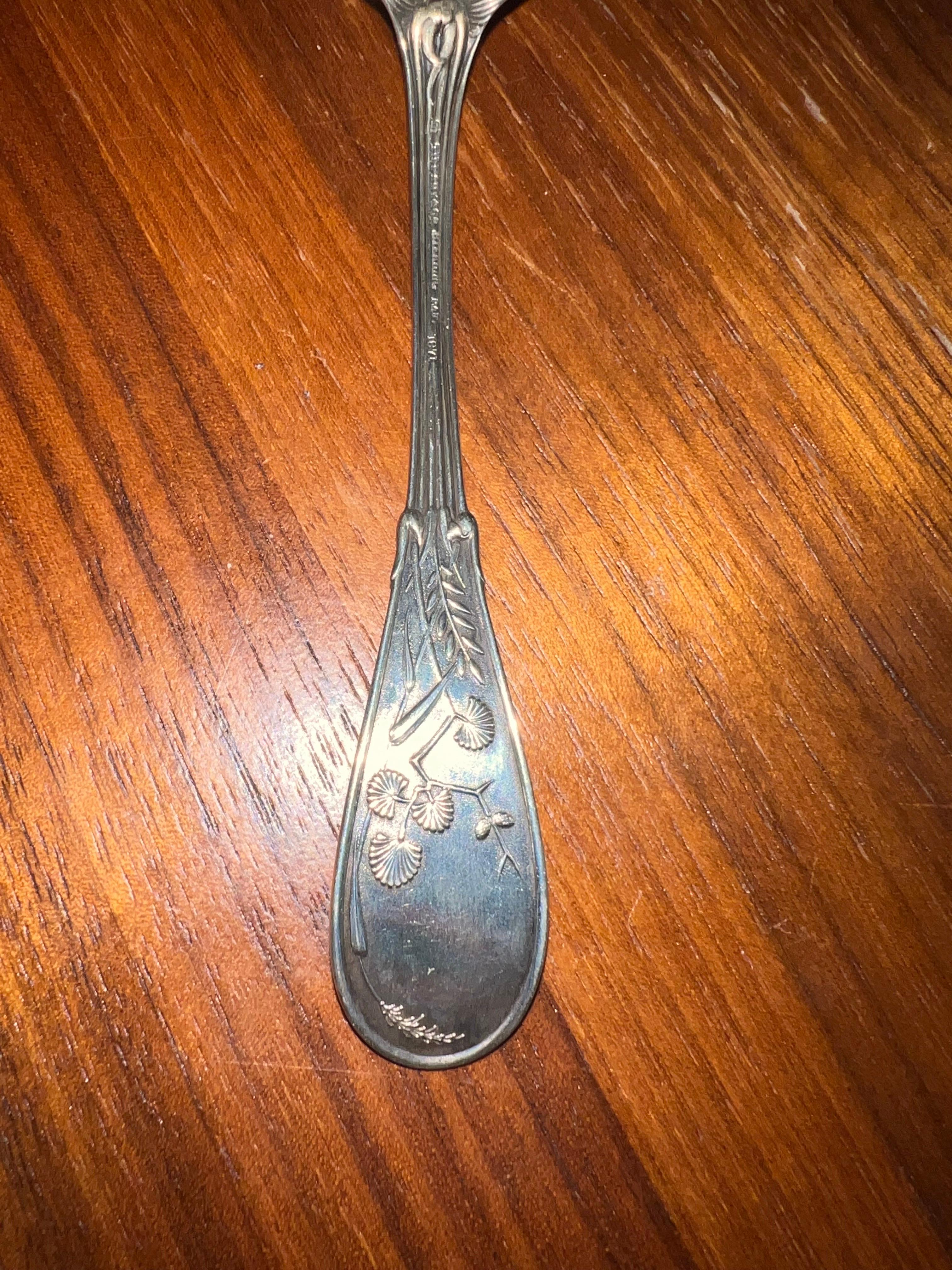 Gold Plate Tiffany & Co Late 19th C. Sterling Silver Goldwash Japanese Audubon Berry Spoon