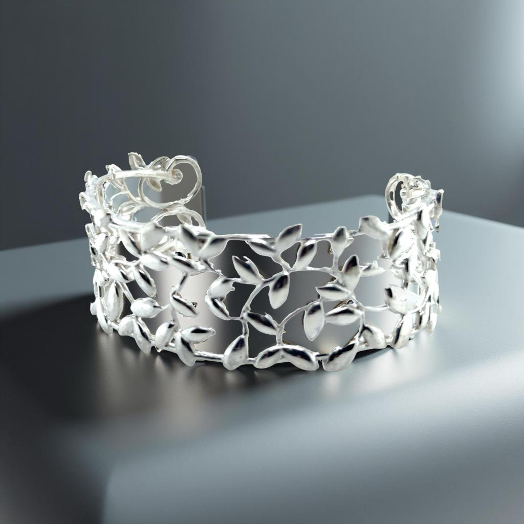 Tiffany & Co Leaf Cuff Bracelet By Elsa Peretti Sterling Silver Size 'M' Estate 3