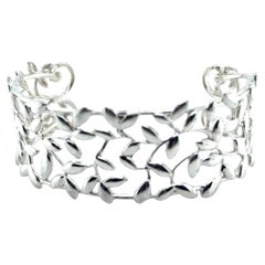 Tiffany & Co Leaf Cuff Bracelet By Elsa Peretti Sterling Silver Size 'M' Estate