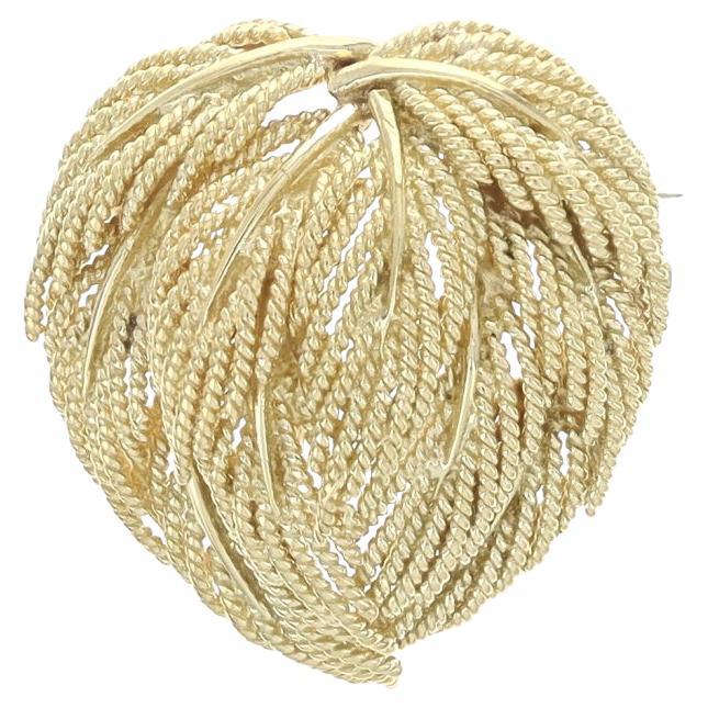 Tiffany & Co. Broche Vintage Motivo Hoja - Alfiler Botánico Oro Amarillo 18k