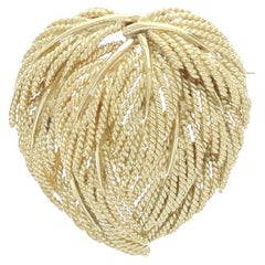 Tiffany & Co. Broche Vintage Motivo Hoja - Alfiler Botánico Oro Amarillo 18k