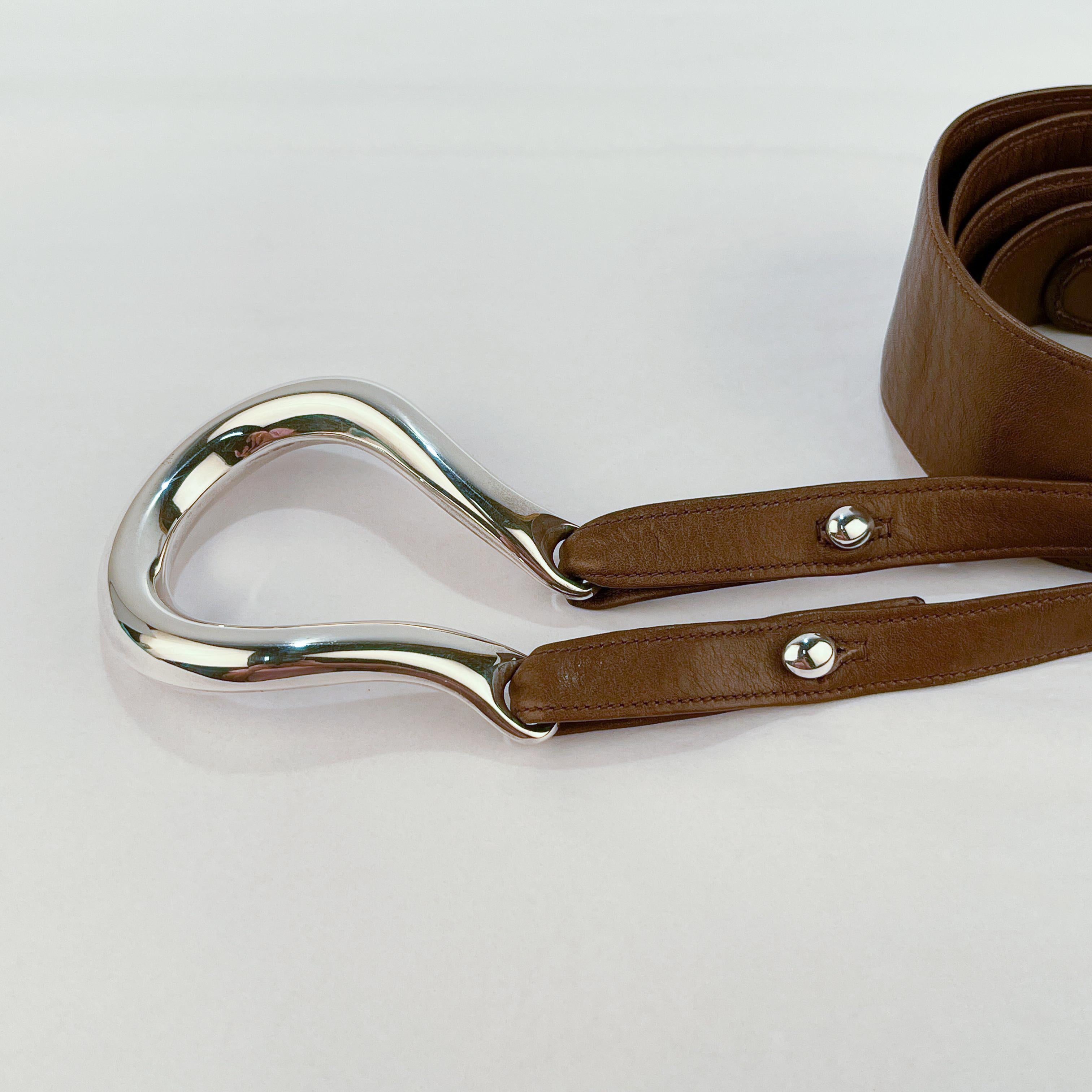 Tiffany & Co. Leather Belt & Sterling Silver Horse Buckle by Elsa Peretti 4
