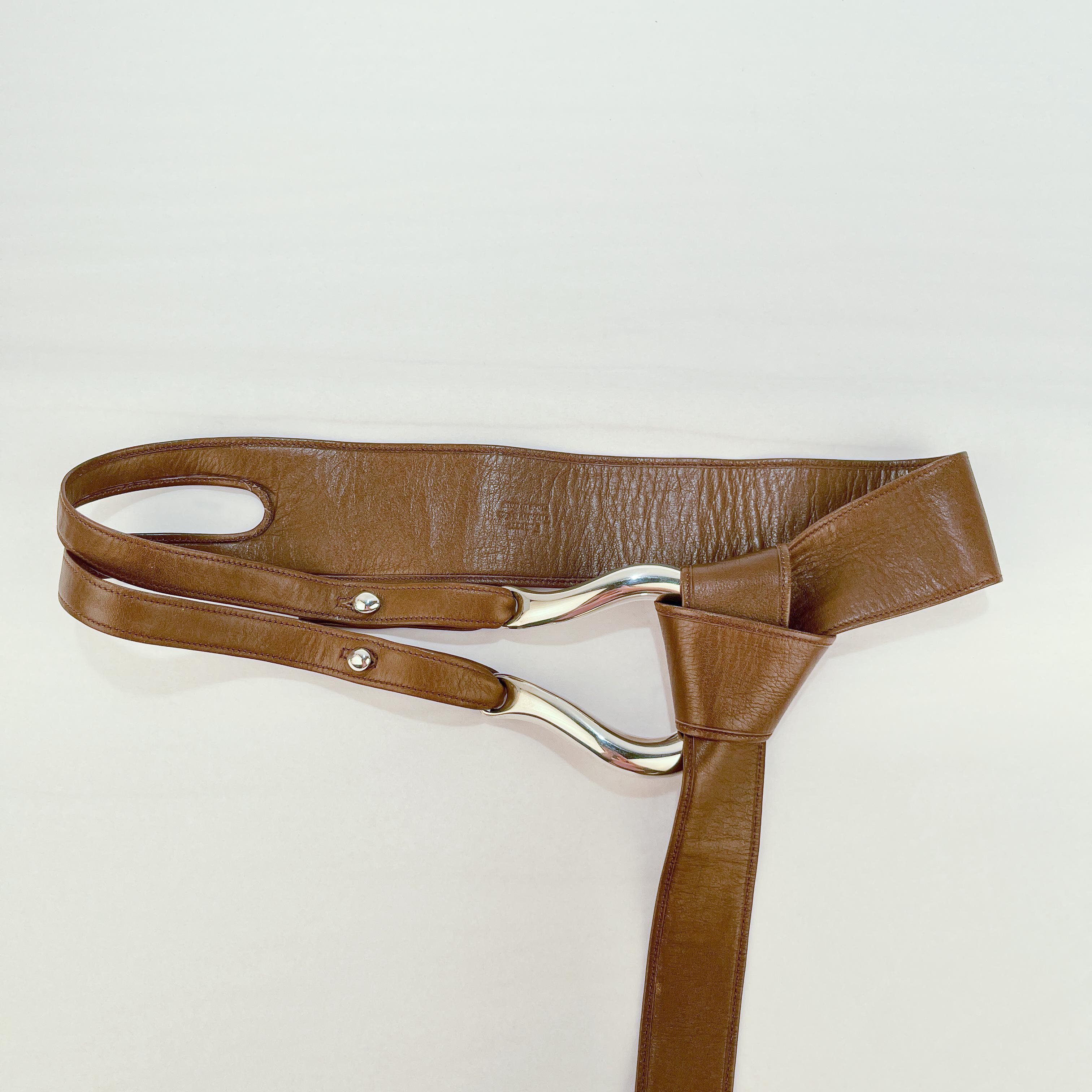 Tiffany & Co. Leather Belt & Sterling Silver Horse Buckle by Elsa Peretti 10