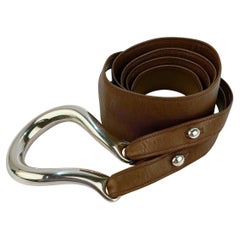 Tiffany & Co. Leather Belt & Sterling Silver Horse Buckle by Elsa Peretti