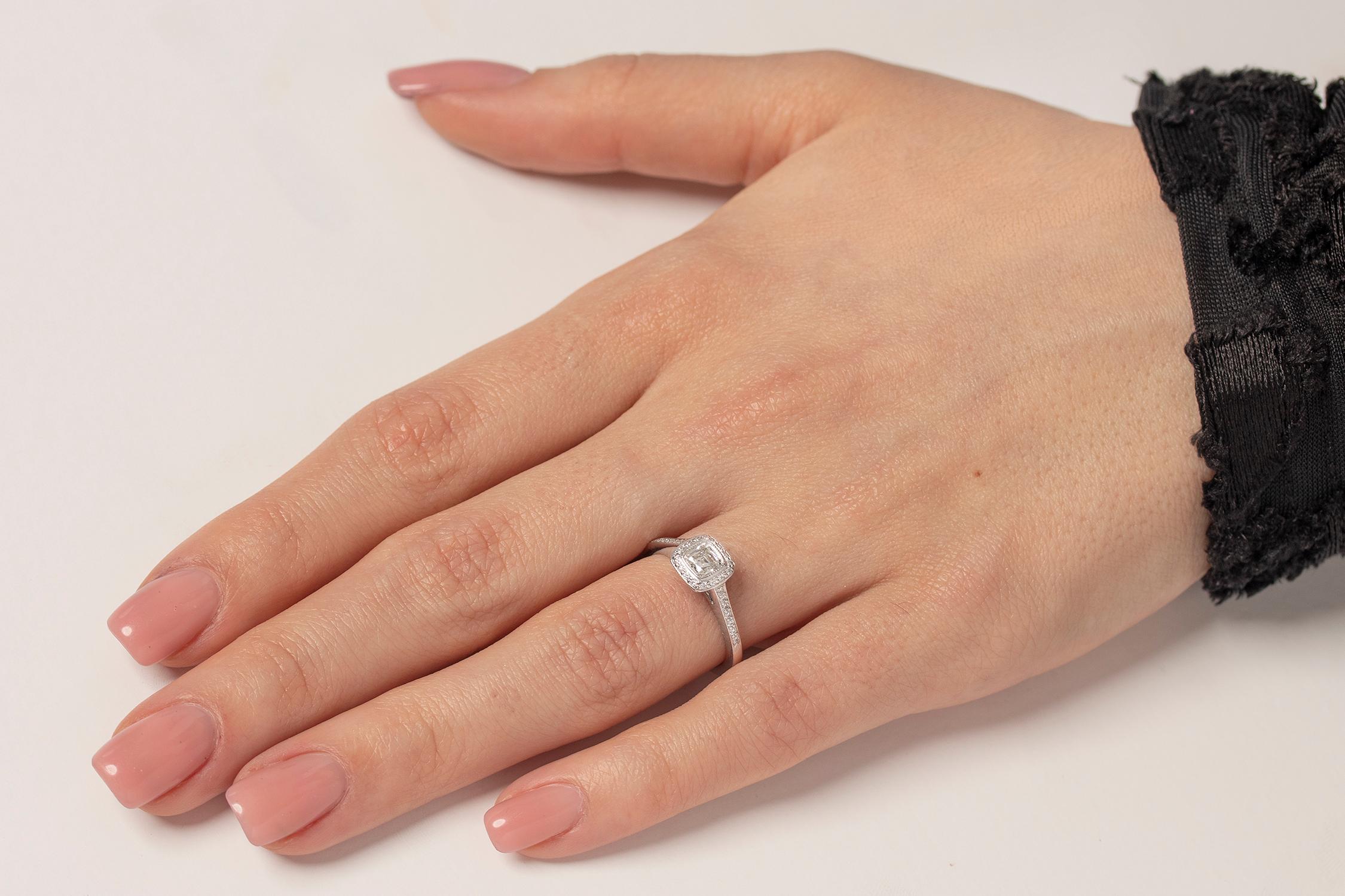 Asscher Cut Tiffany & Co. ‘Legacy’ 0.41 Carat Diamond Engagement Diamond Ring For Sale