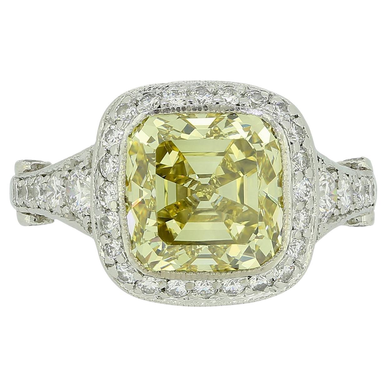 Tiffany & Co. Legacy 4.00 Carat Fancy Intense Yellow Diamond Engagement Ring For Sale