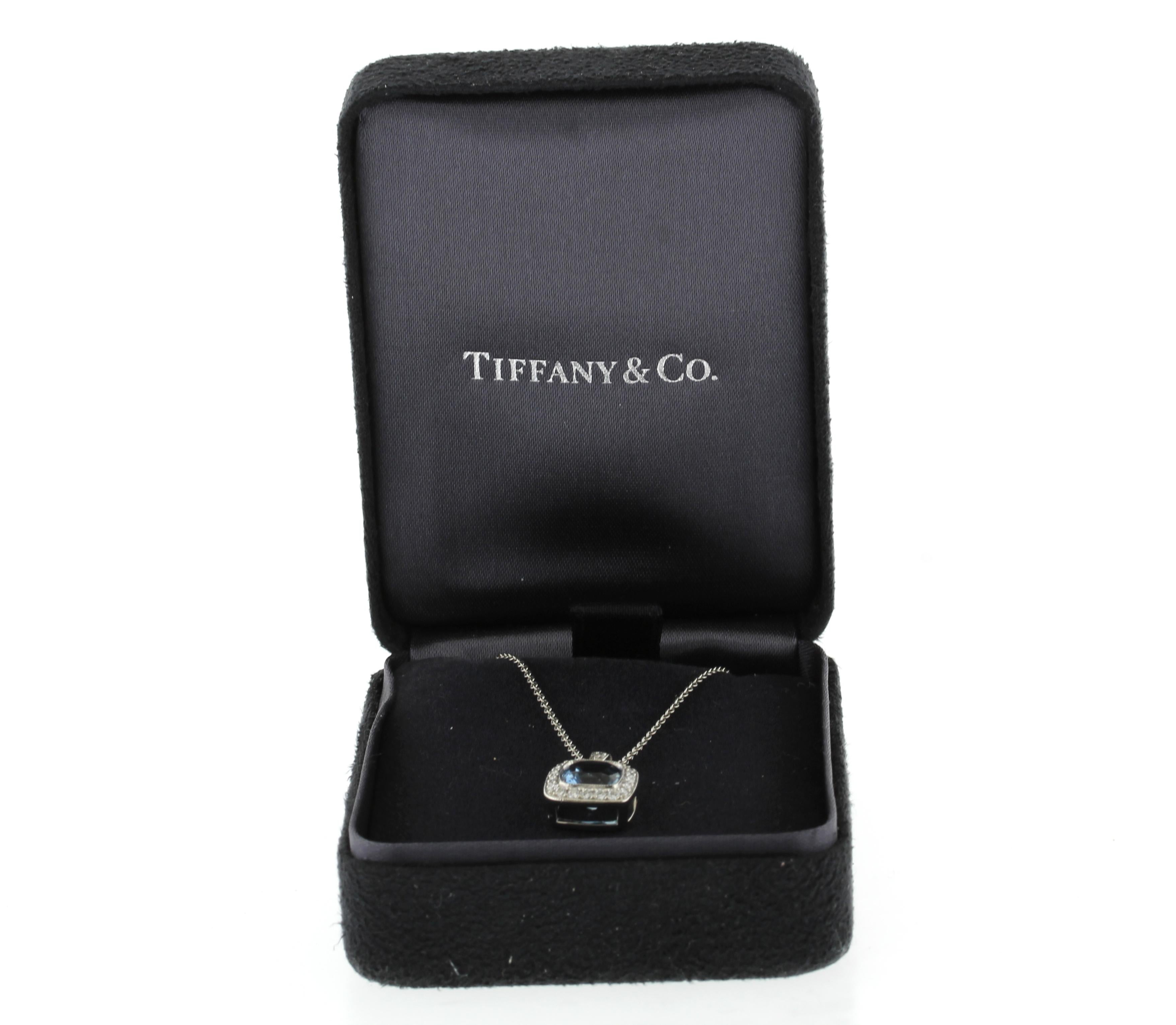 Tiffany & Co. Legacy Collier pendentif aigue-marine et diamant Excellent état - En vente à Bethesda, MD