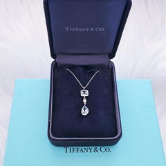 Tiffany & Co. Legacy Aquamarine Diamond 18K White Gold Lariat Drop Necklace
