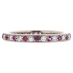 Tiffany & Co. Legacy Band Ring Platinum with Pink Sapphires and Diamonds