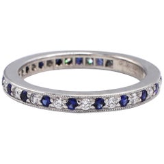 Tiffany & Co. Legacy Collection Platinum Diamond and Sapphire Band Ring