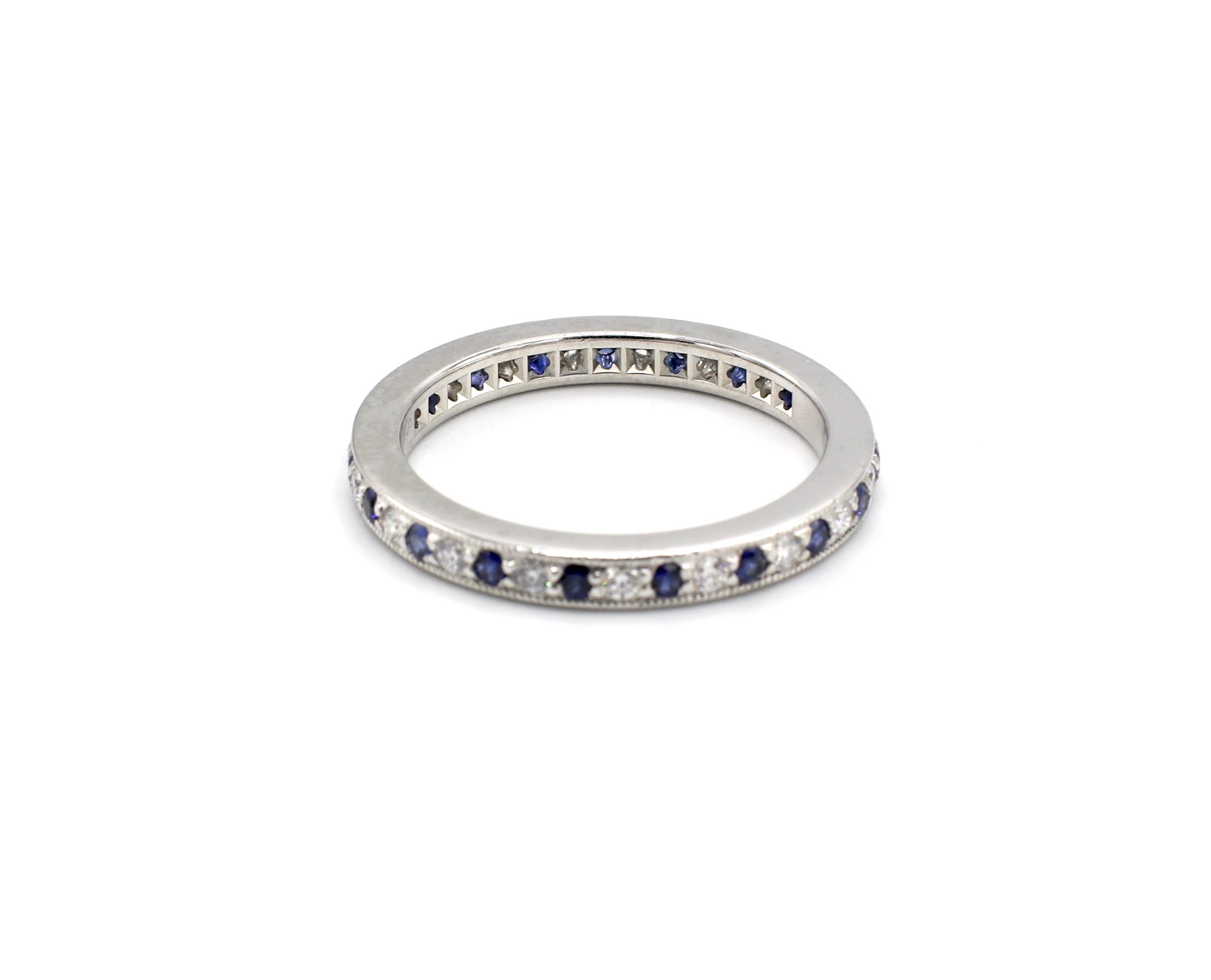 Modern Tiffany & Co. Legacy Collection Platinum Diamond and Sapphire Band Ring