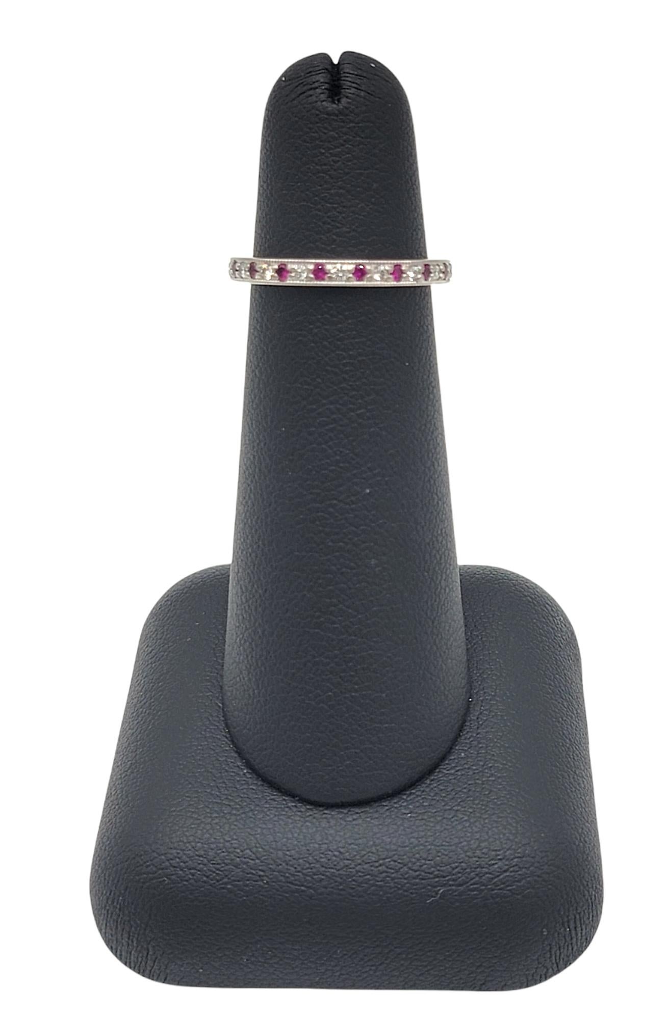 Contemporary Tiffany & Co. Legacy Collection Ruby and Diamond Eternity Band Ring in Platinum For Sale