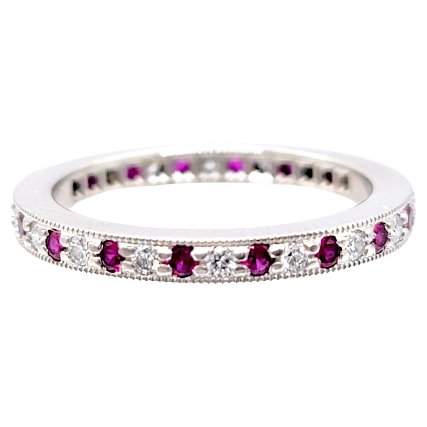 Tiffany & Co. Legacy Collection Ruby and Diamond Eternity Band Ring in Platinum For Sale