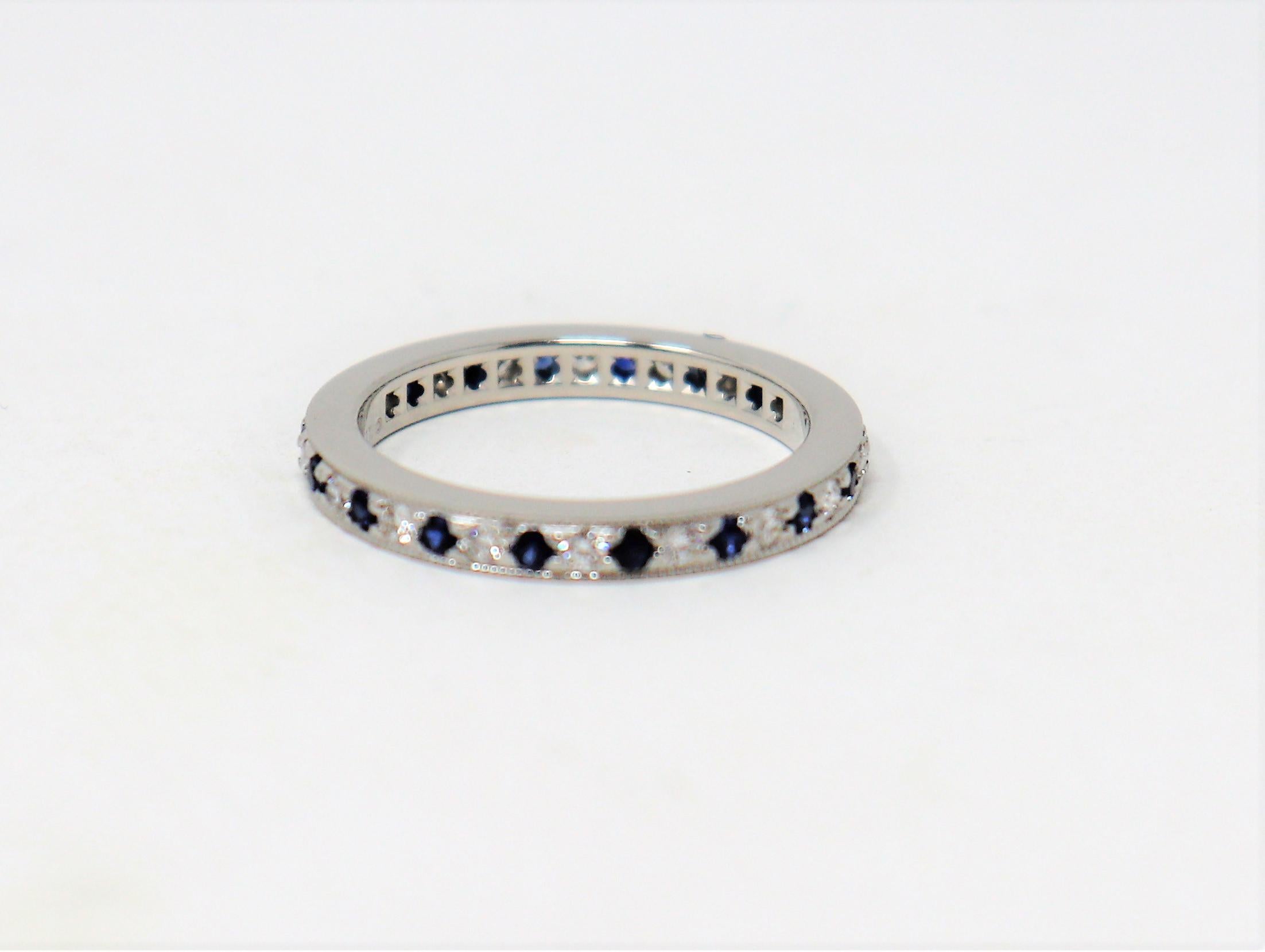 Contemporary Tiffany & Co. Legacy Collection Sapphire/ Diamond Eternity Band Ring in Platinum