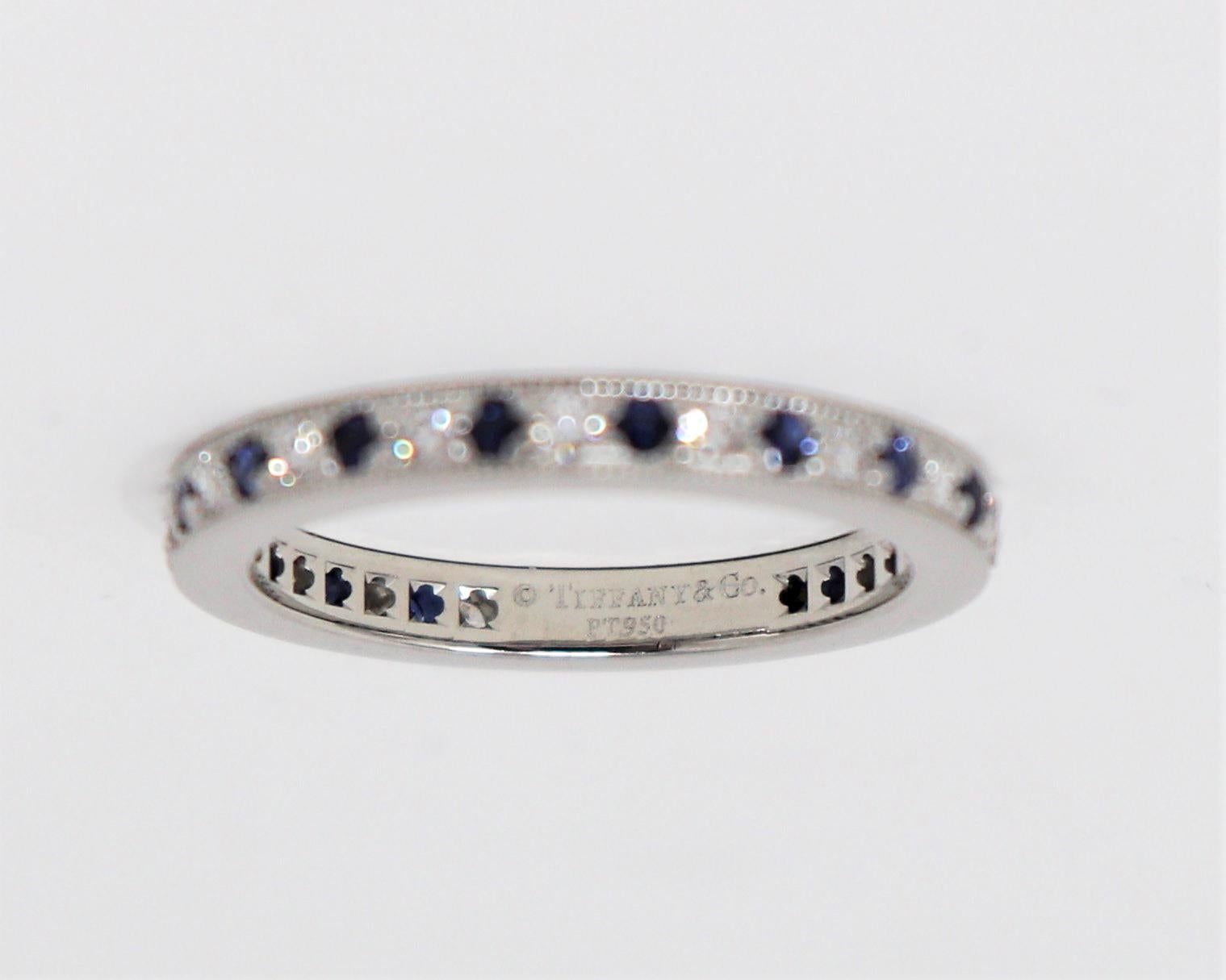 Women's Tiffany & Co. Legacy Collection Sapphire/ Diamond Eternity Band Ring in Platinum