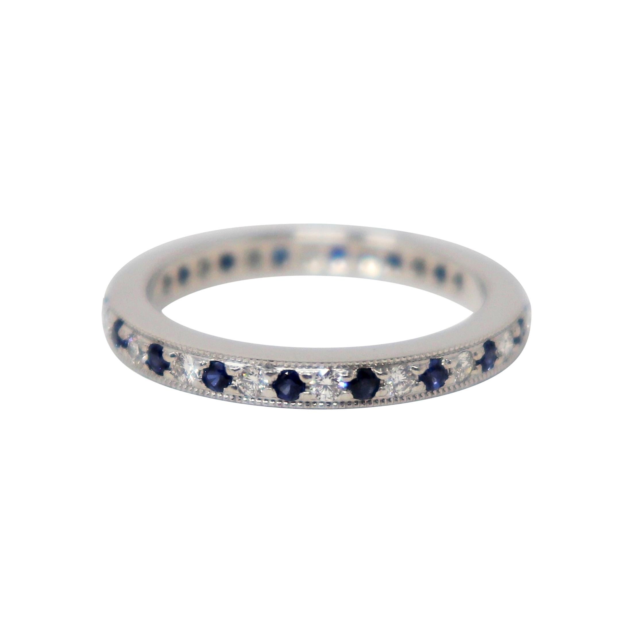 Tiffany & Co. Legacy Collection Sapphire/ Diamond Eternity Band Ring in Platinum