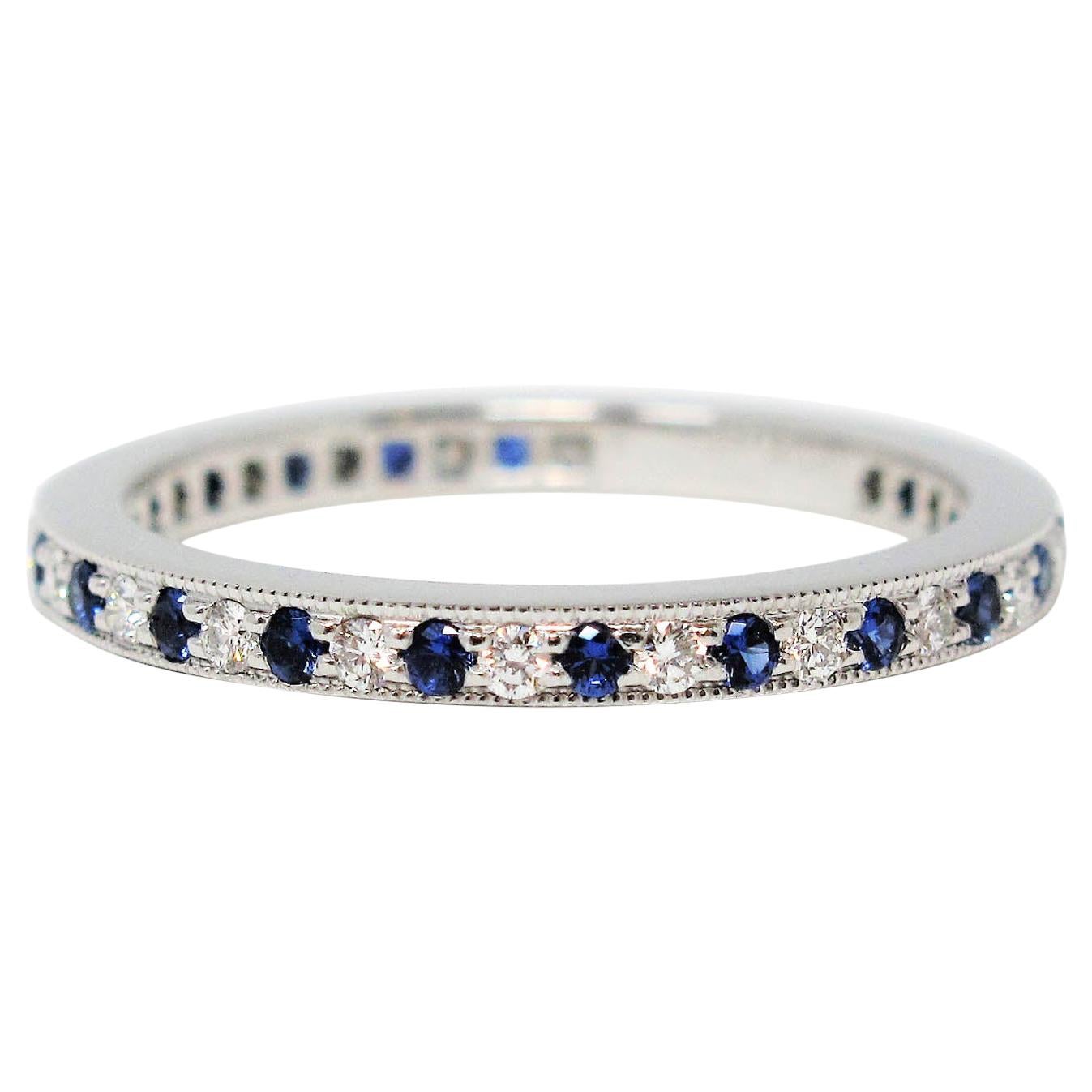 Tiffany & Co. Legacy Collection Sapphire/ Diamond Eternity Band Ring in Platinum