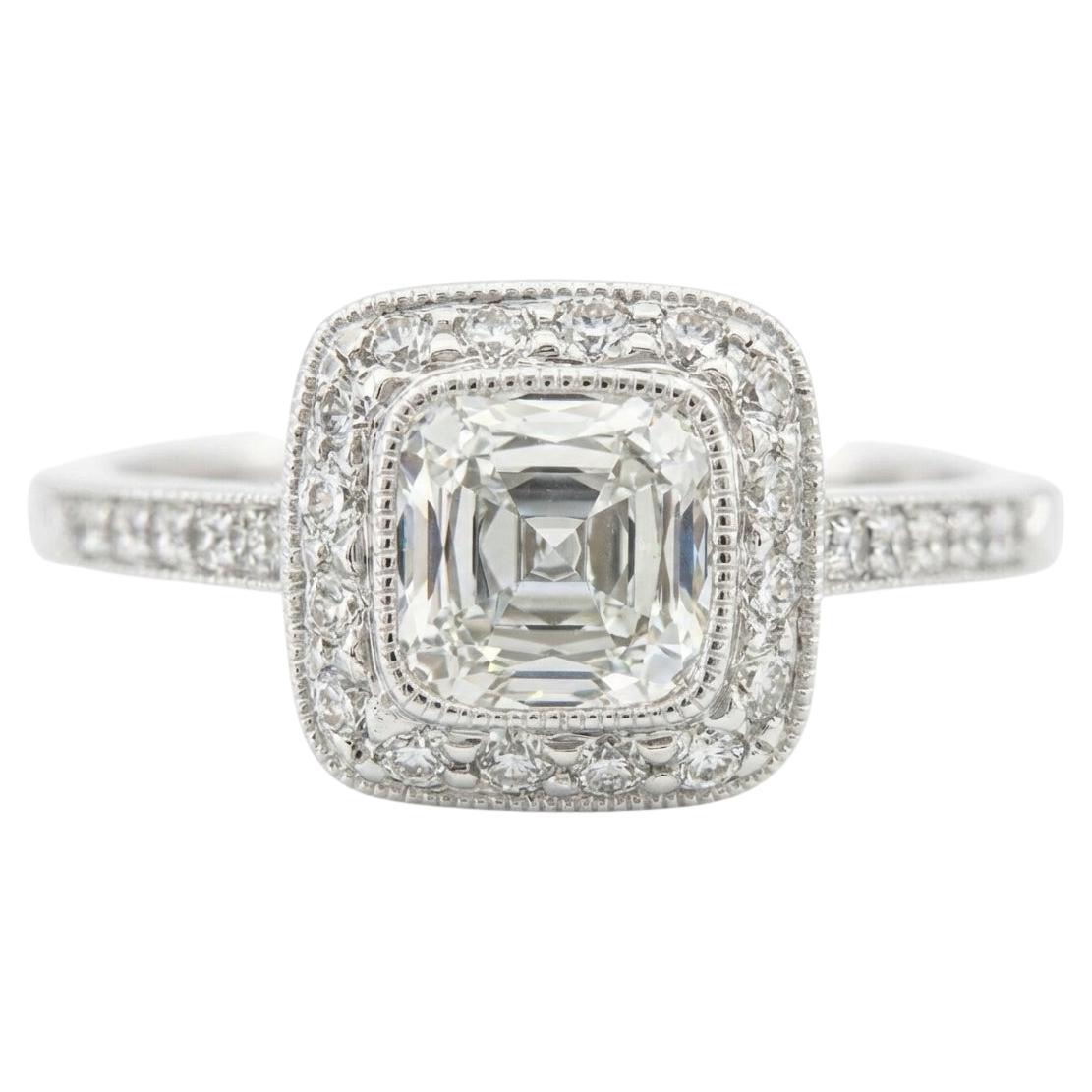 Tiffany 
Co. Legacy Cushion Cut Diamond Halo Engagement Ring 1.45 Carat
