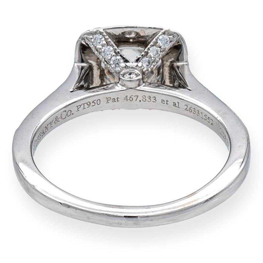 Cushion Cut Tiffany & Co. Legacy Cushion Diamond Engagement Ring 1.56ct Ttl, HVVS1 Ex Cut