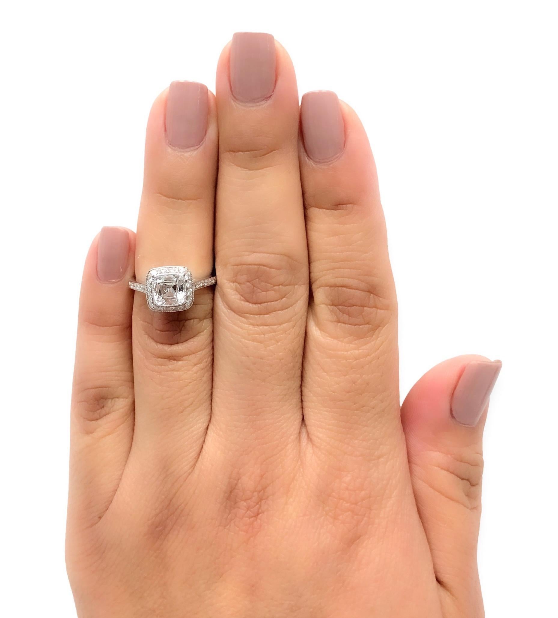 Tiffany & Co. Legacy Cushion Diamond Engagement Ring 1.56ct Ttl, HVVS1 Ex Cut 1