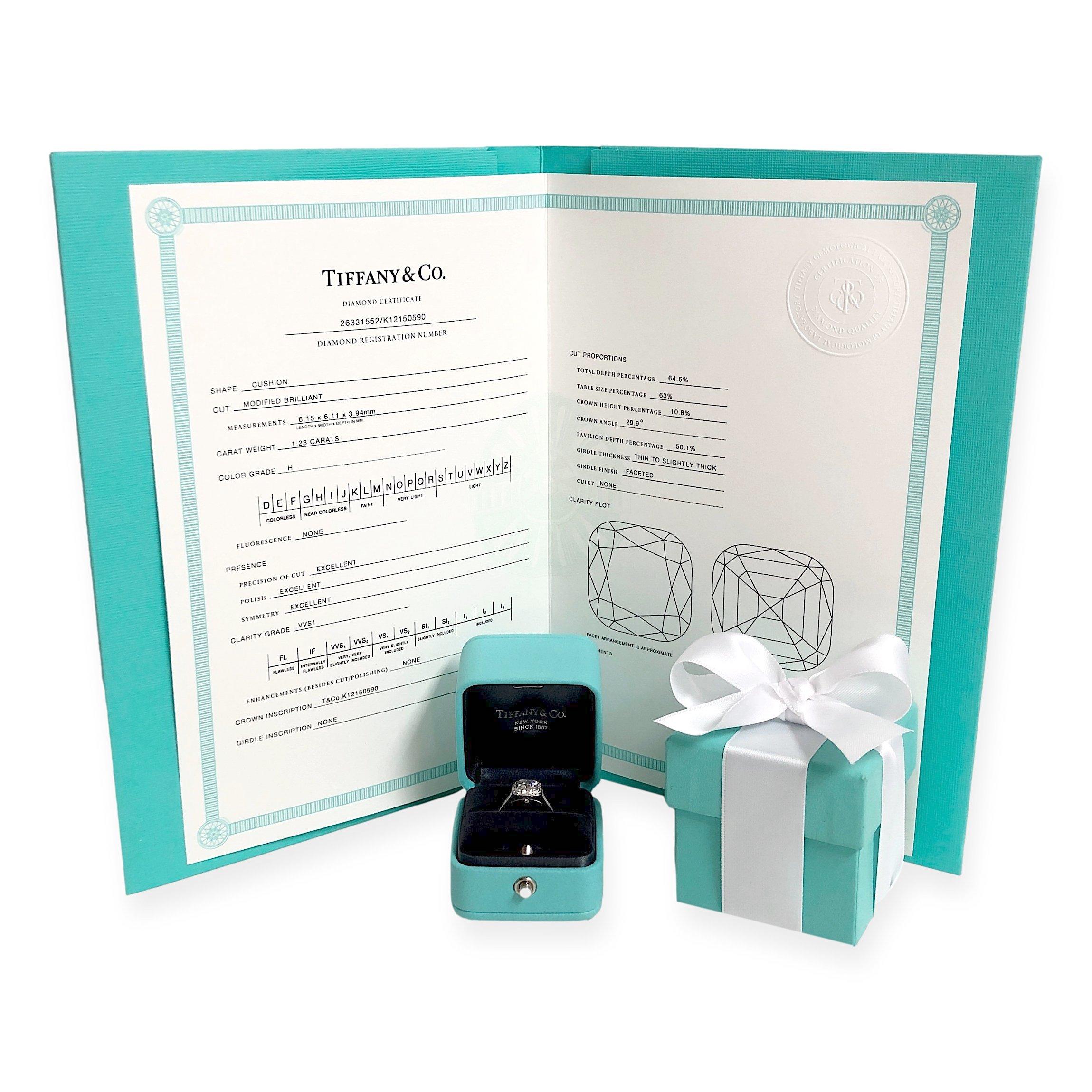 Tiffany & Co. Legacy Cushion Diamant-Verlobungsring 1,56 Karat Ttl, HVVS1 Ex-Schliff 2
