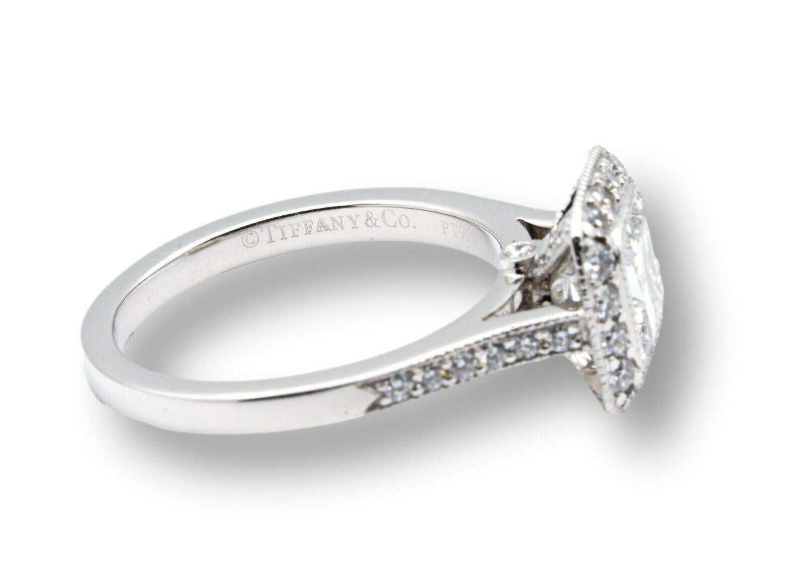 Art Deco Tiffany & Co. Legacy Cushion Diamond Engagement Ring 1.92 Cts Ttl GVS1 Platinum