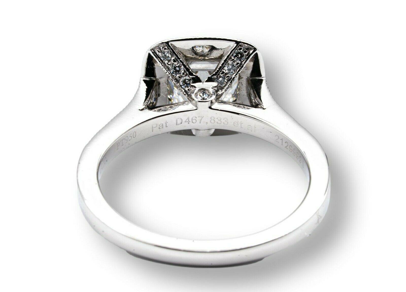 Cushion Cut Tiffany & Co. Legacy Cushion Diamond Engagement Ring 1.92 Cts Ttl GVS1 Platinum
