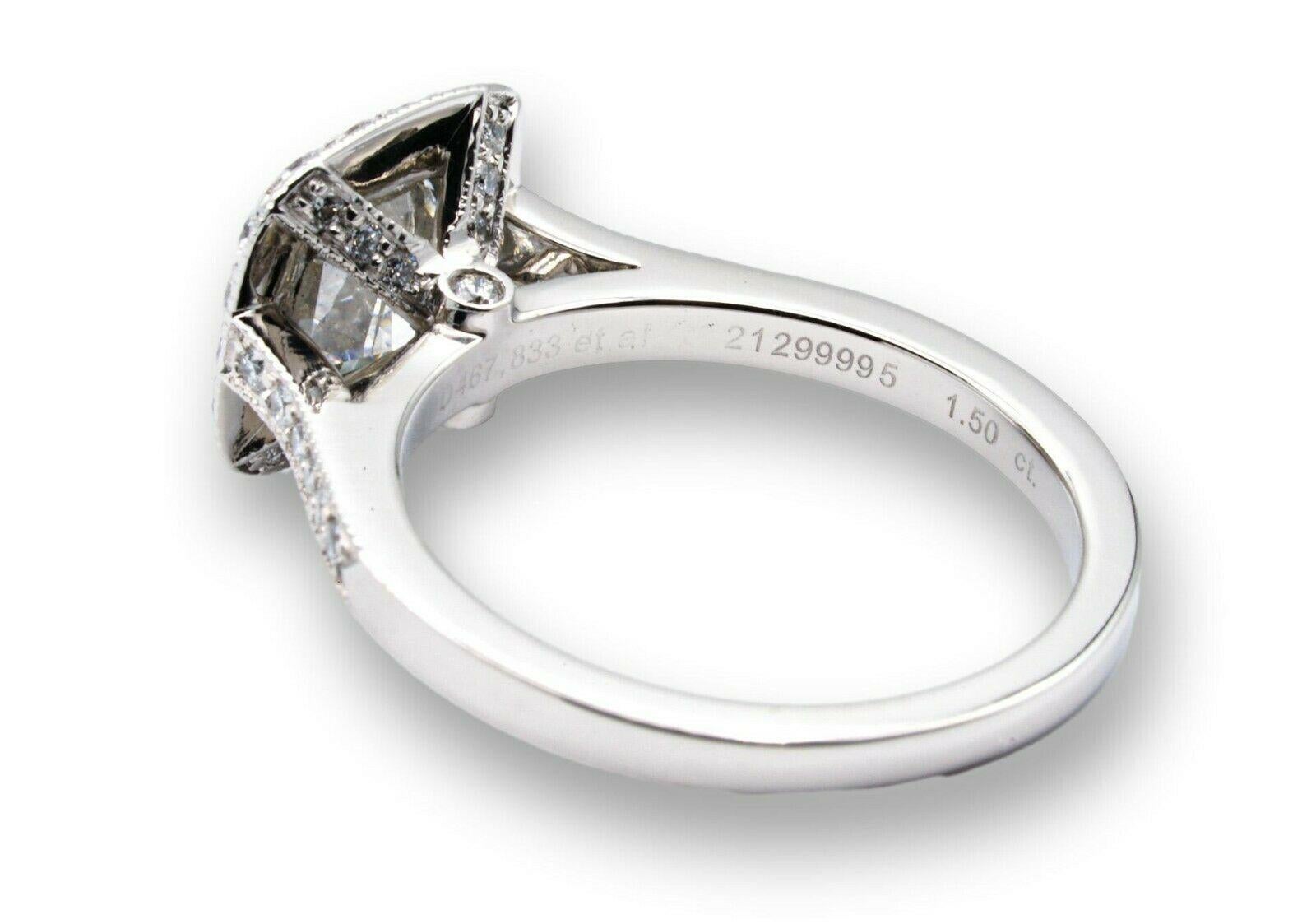 Tiffany & Co. Legacy Cushion Diamond Engagement Ring 1.92 Cts Ttl GVS1 Platinum In Excellent Condition In New York, NY