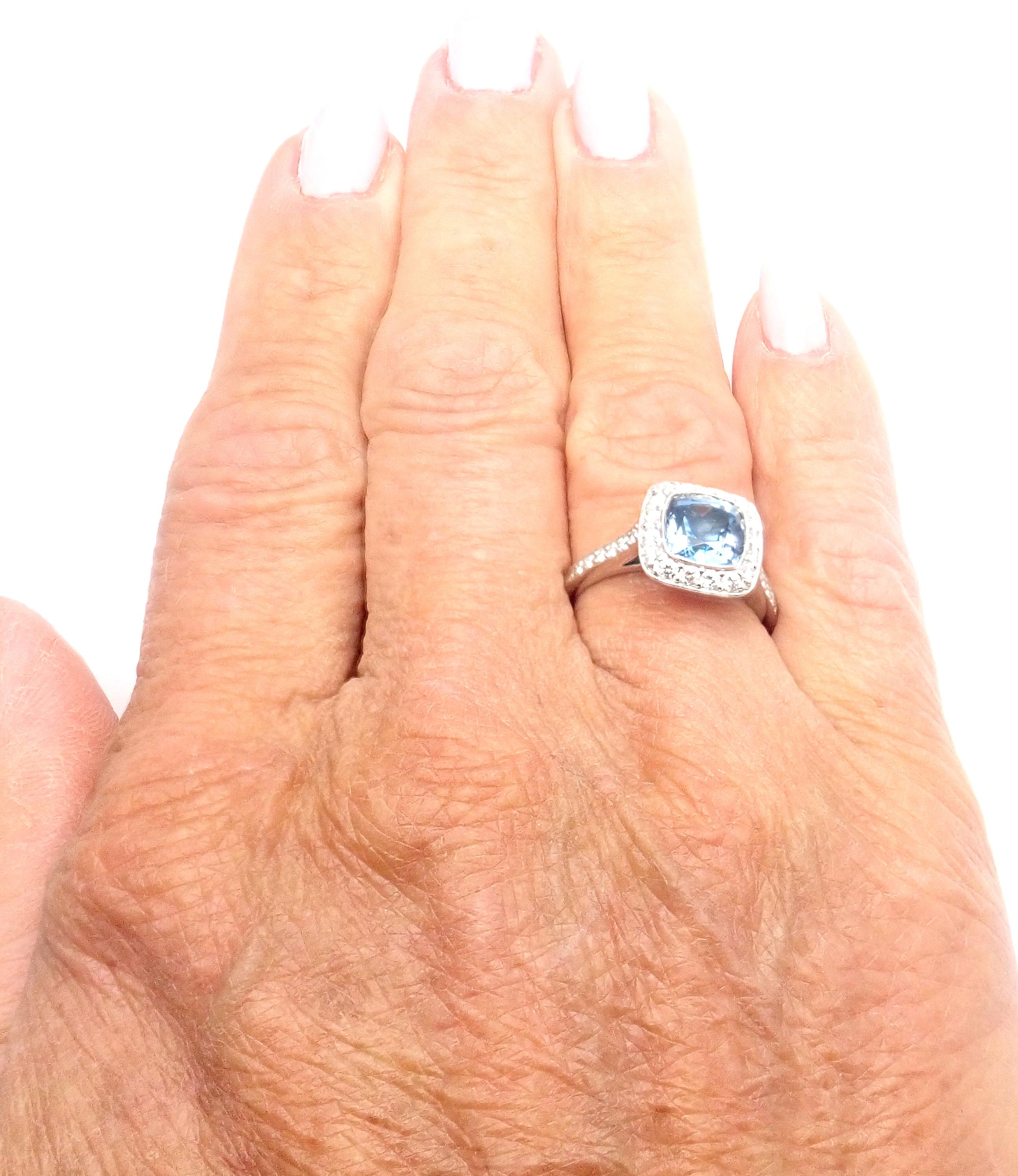 Women's or Men's Tiffany & Co. Legacy Diamond Aquamarine Platinum Ring