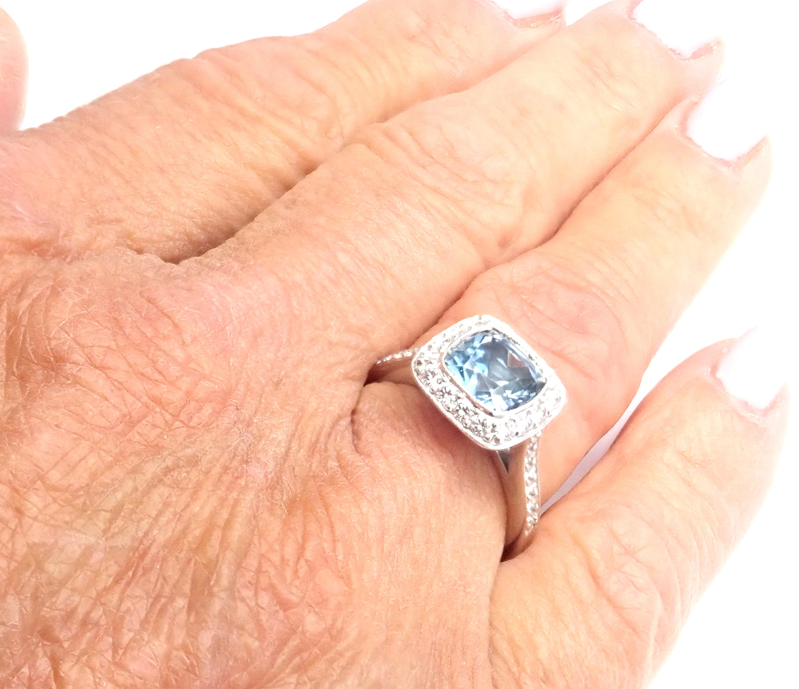 Tiffany & Co. Legacy Diamond Aquamarine Platinum Ring 1