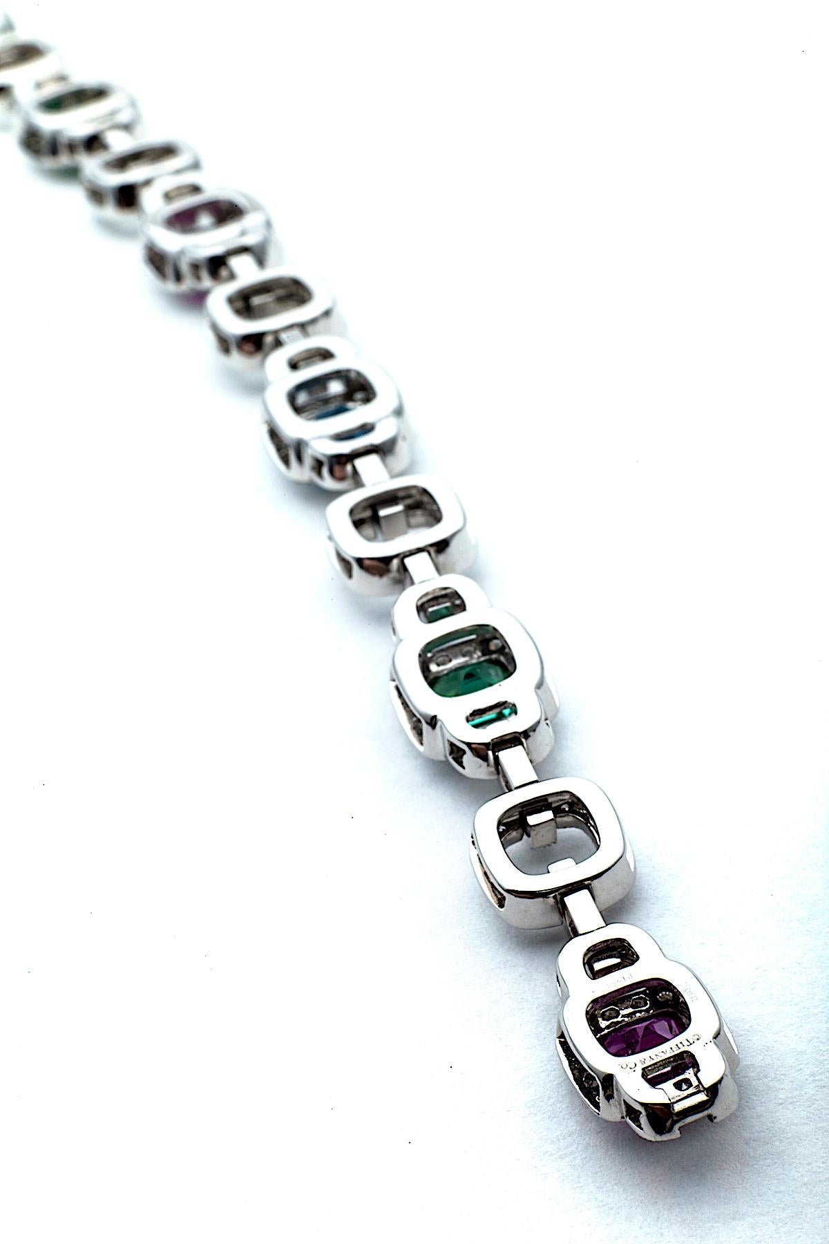 Contemporary Tiffany & Co. Legacy Diamond Pink Sapphire Tourmaline  Aquamarine Bracelet