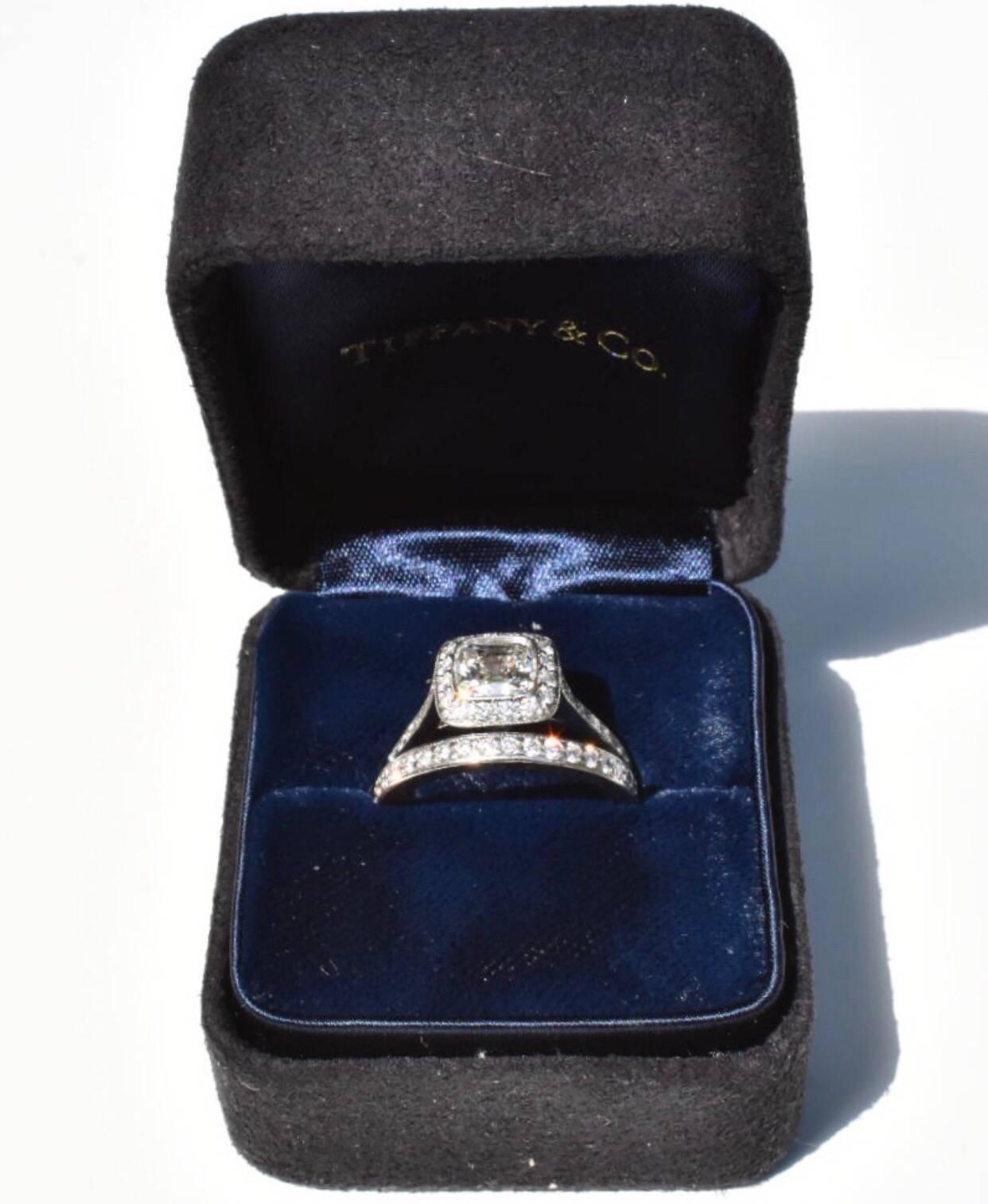 Women's Tiffany & Co. Legacy Diamond Ring and Wedding Band 1.19 Carat For Sale