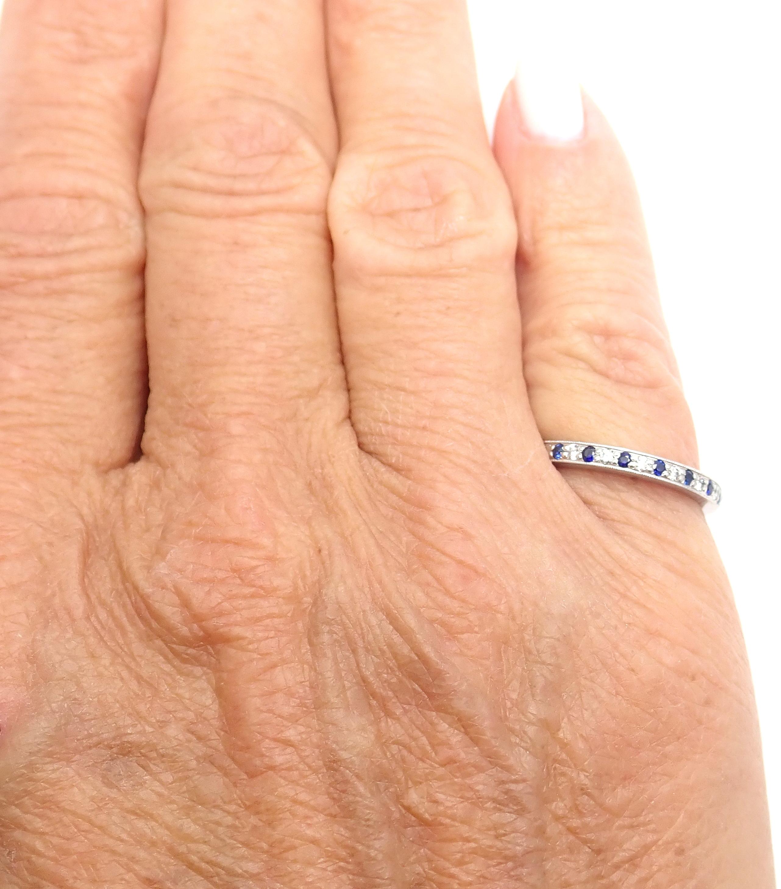 Tiffany & Co. Legacy Diamond Sapphire Eternity Platinum Band Ring 1