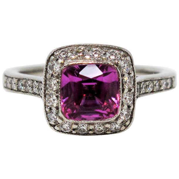 Tiffany and Co. Legacy Pink Sapphire and Diamond Halo Engagement Ring ...