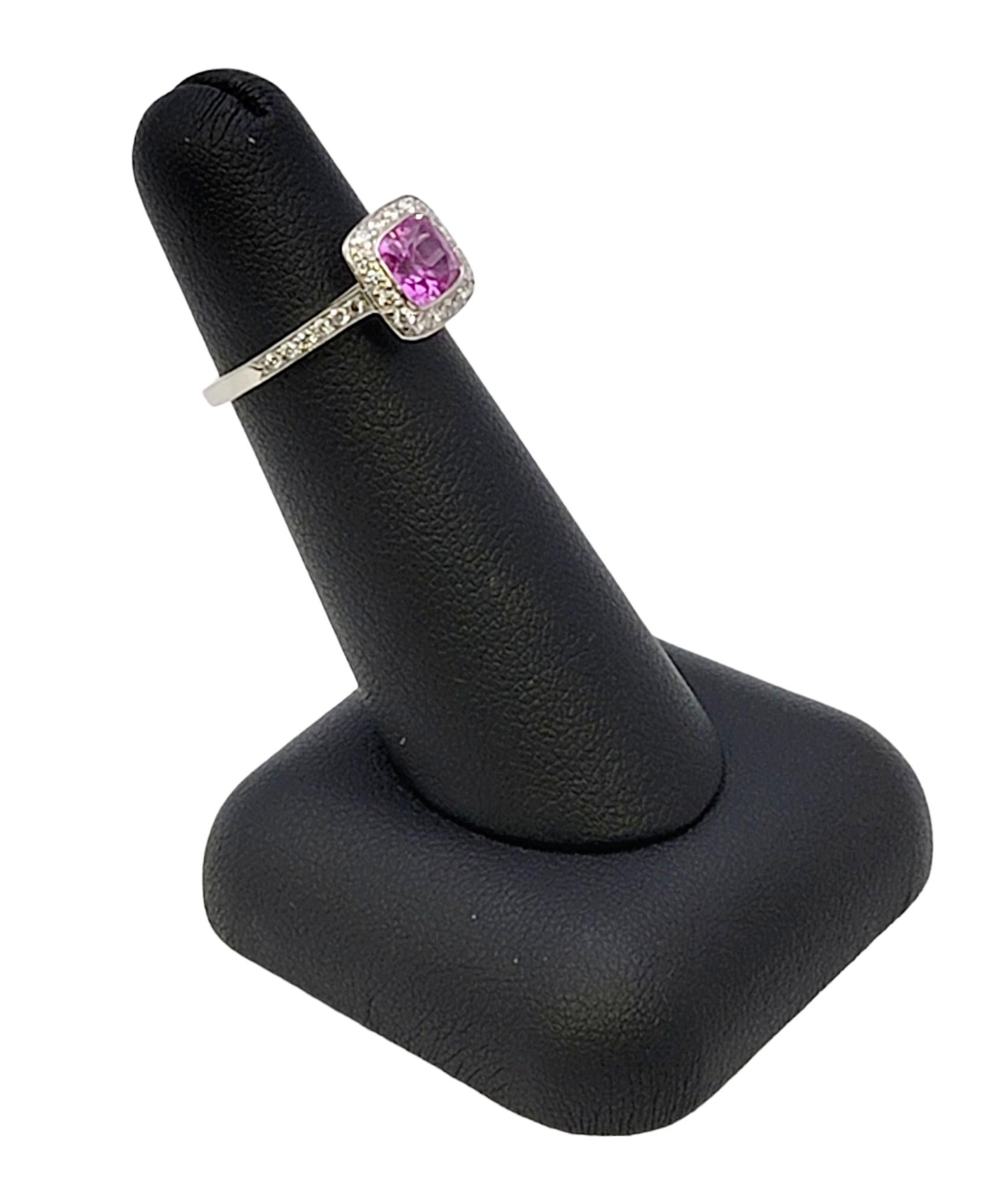 Tiffany & Co. Legacy Pink Sapphire and Diamond Halo Ring in Platinum For Sale 7