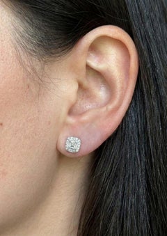 Tiffany & Co Legacy Platinum 0.76 Carat Cushion Diamond Halo Stud Earrings