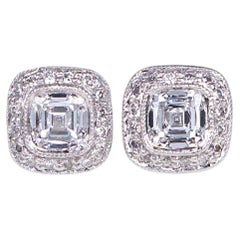 Tiffany & Co Legacy Platinum 0.76 Carat Cushion Diamond Halo Stud Earrings