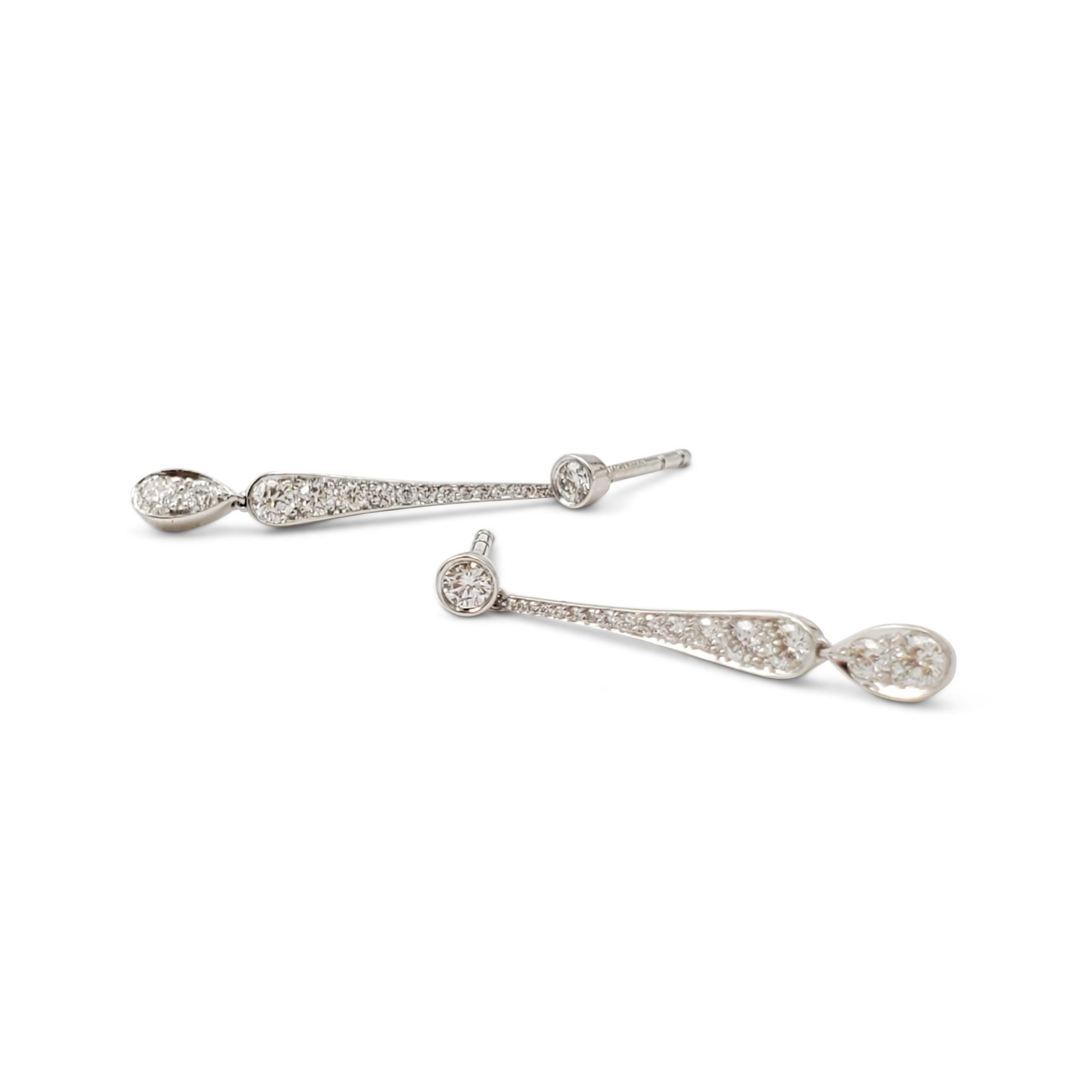 Round Cut Tiffany & Co. 'Legacy' Platinum and Diamond Drop Earrings For Sale