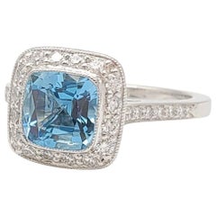 Tiffany & Co. 'Legacy' Platinum Aquamarine and Diamond Ring