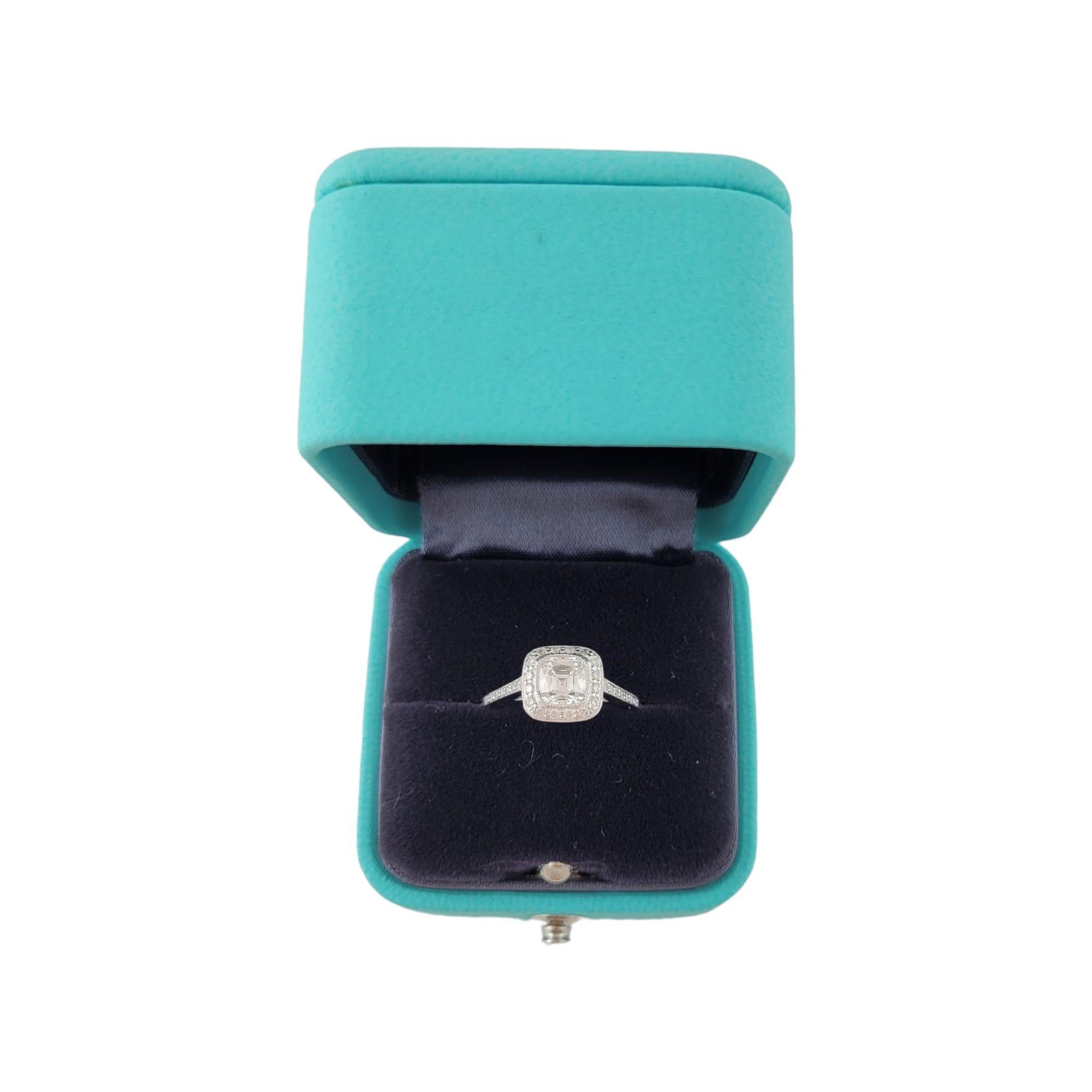 Tiffany & Co Legacy Platinum Cushion Cut Diamond Halo Engagement Ring .94ct For Sale 3