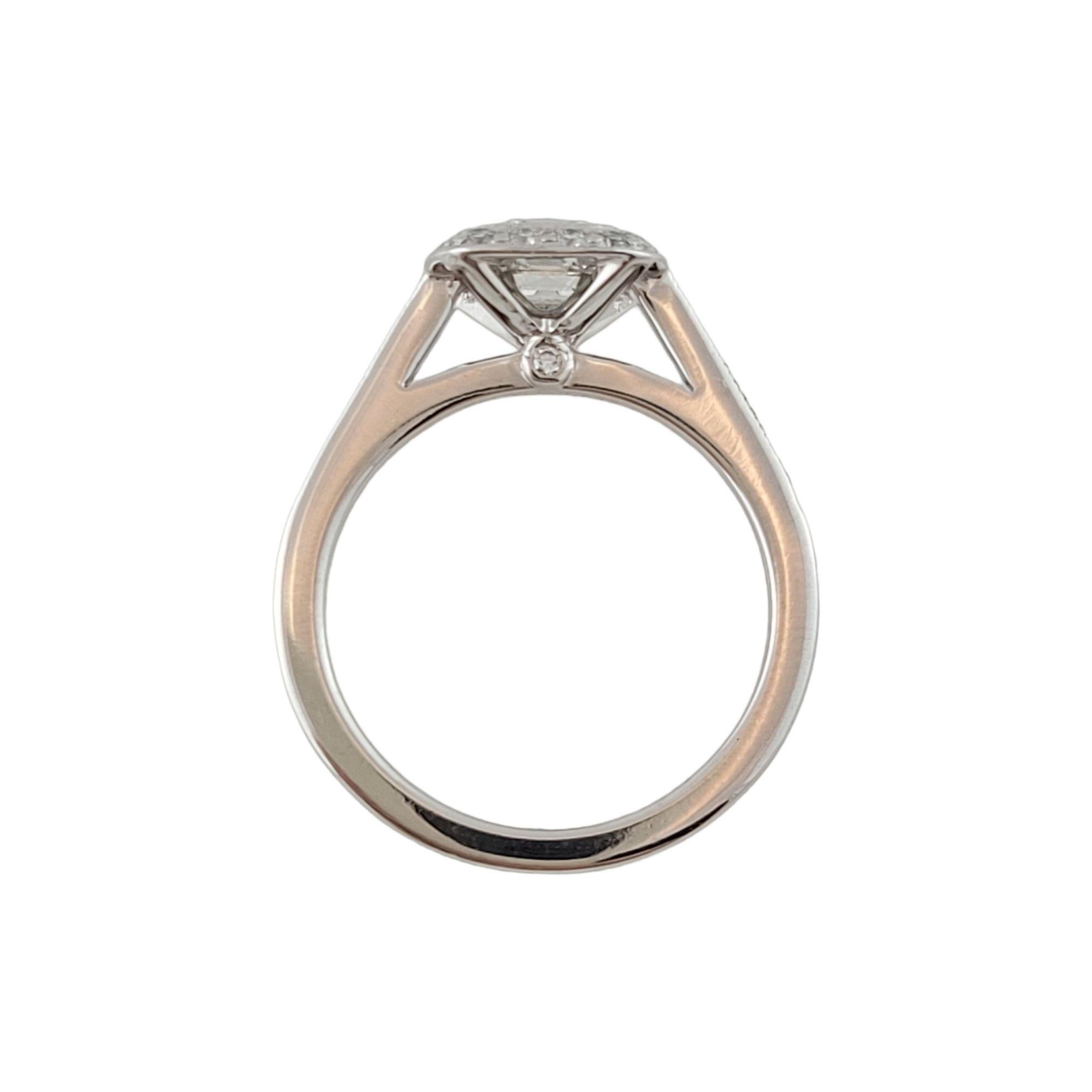 Tiffany & Co Legacy Platinum Cushion Cut Diamond Halo Engagement Ring .94ct Bon état - En vente à Washington Depot, CT