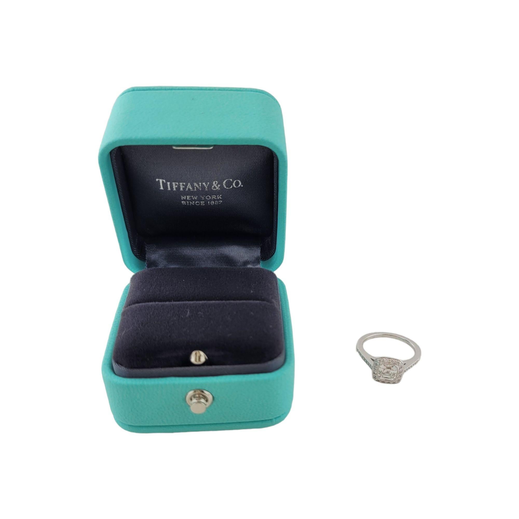 Tiffany & Co Legacy Platinum Cushion Cut Diamond Halo Engagement Ring .94ct For Sale 1