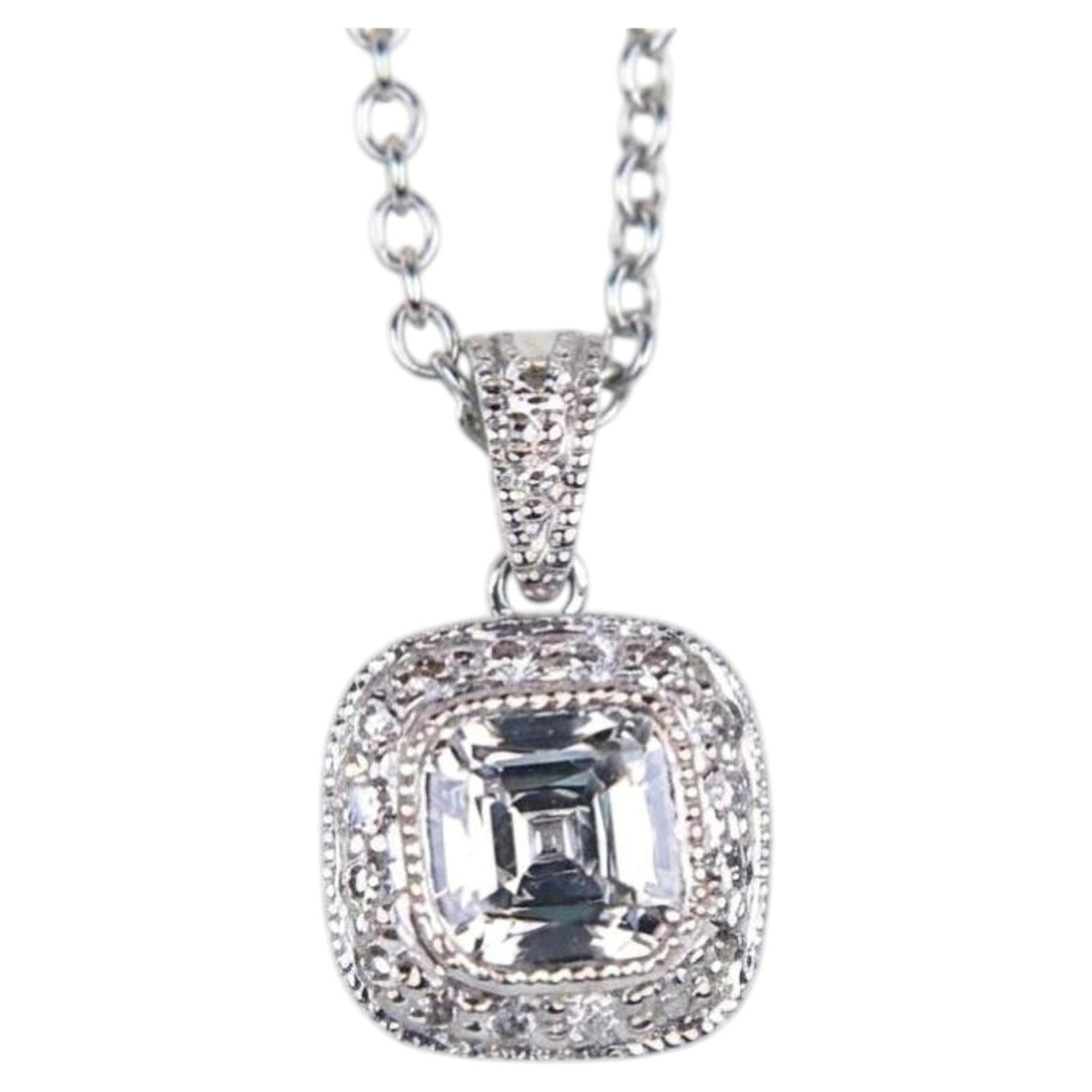 Tiffany & Co Legacy Platinum Cushion Diamond Halo Pendant Necklace 0.40 Carat For Sale