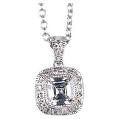 Tiffany & Co Legacy Platinum Cushion Diamond Halo Pendant Necklace 0.40 Carat
