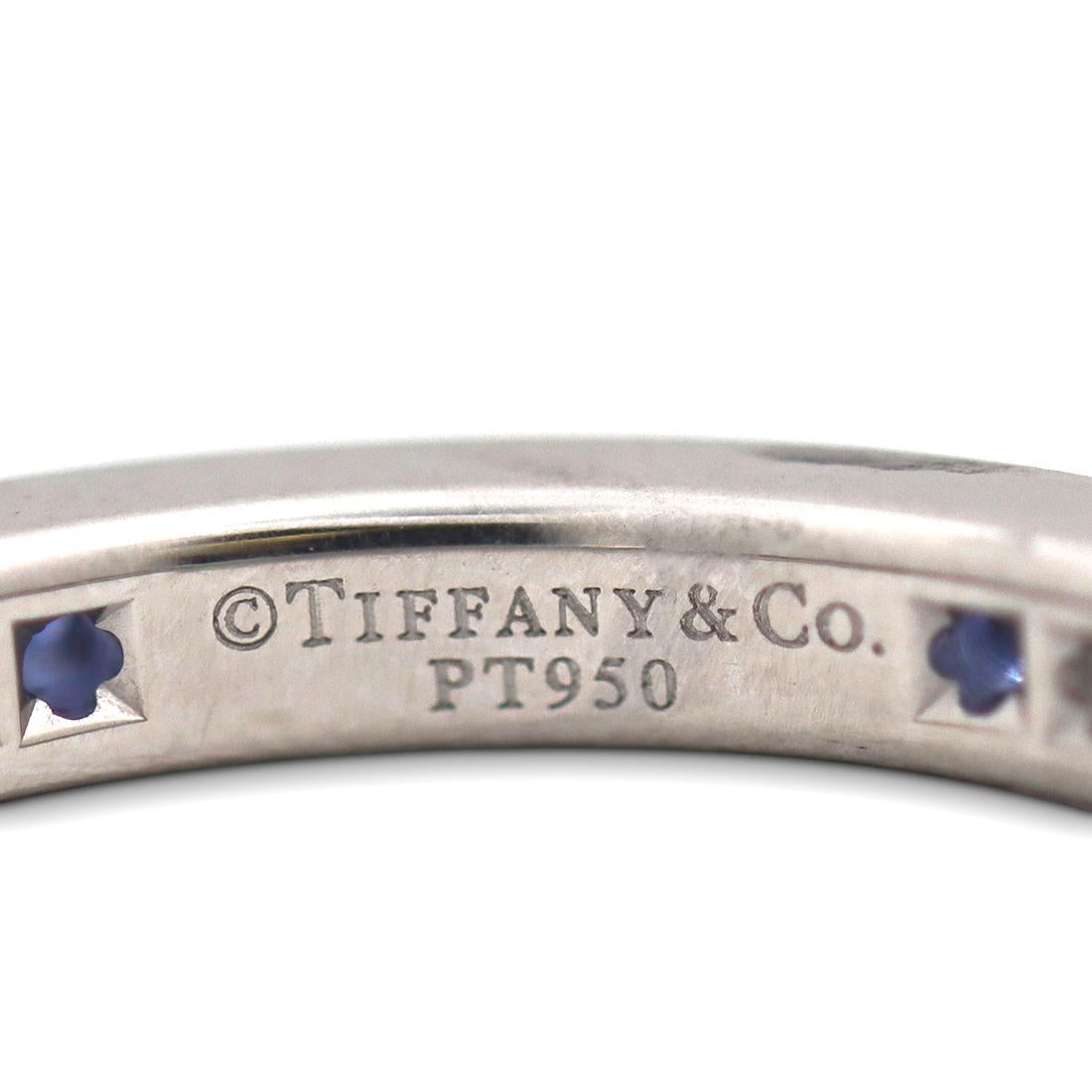 Women's or Men's Tiffany & Co. Legacy Platinum Diamond and Blue Sapphire Band