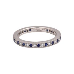 Tiffany & Co. Legacy Platinum Diamond and Blue Sapphire Band