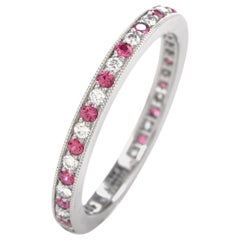 Tiffany & Co. Legacy Platinum Diamond and Pink Sapphire Band Retail $3100