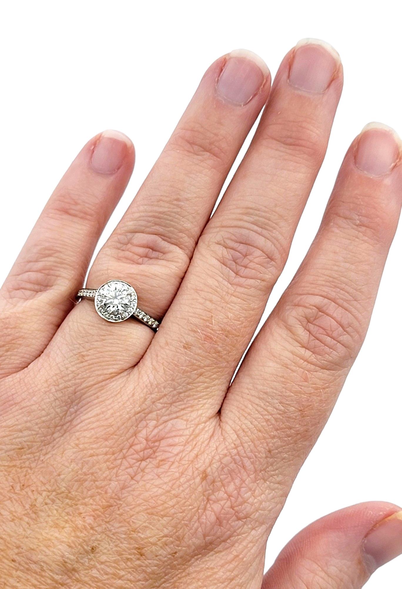 Tiffany & Co. Legacy Round .70 Carat Diamond with Halo Engagement Ring Platinum For Sale 4