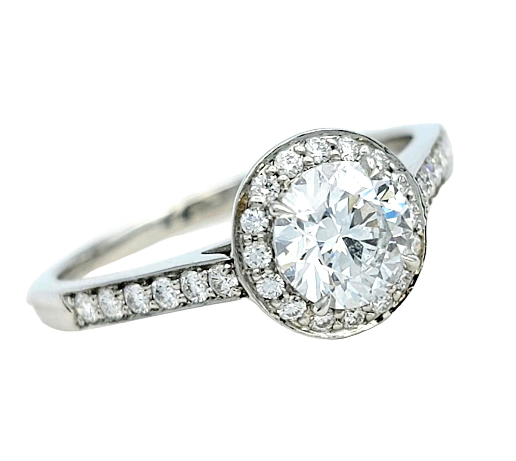 Round Cut Tiffany & Co. Legacy Round .70 Carat Diamond with Halo Engagement Ring Platinum For Sale